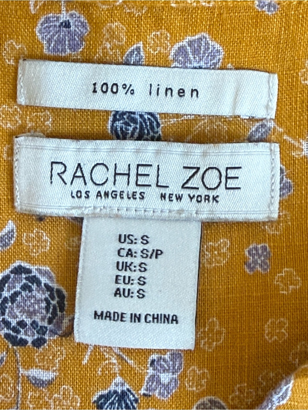 Rachel Zoe 100% Linen Floral Button Front Blouse - Picture 4 of 4